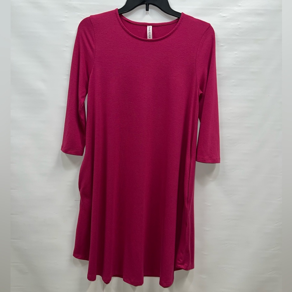 Zenana Premium Womens Dress Size Small Pink Tiered Ruffles Long Sleeve Pullover
